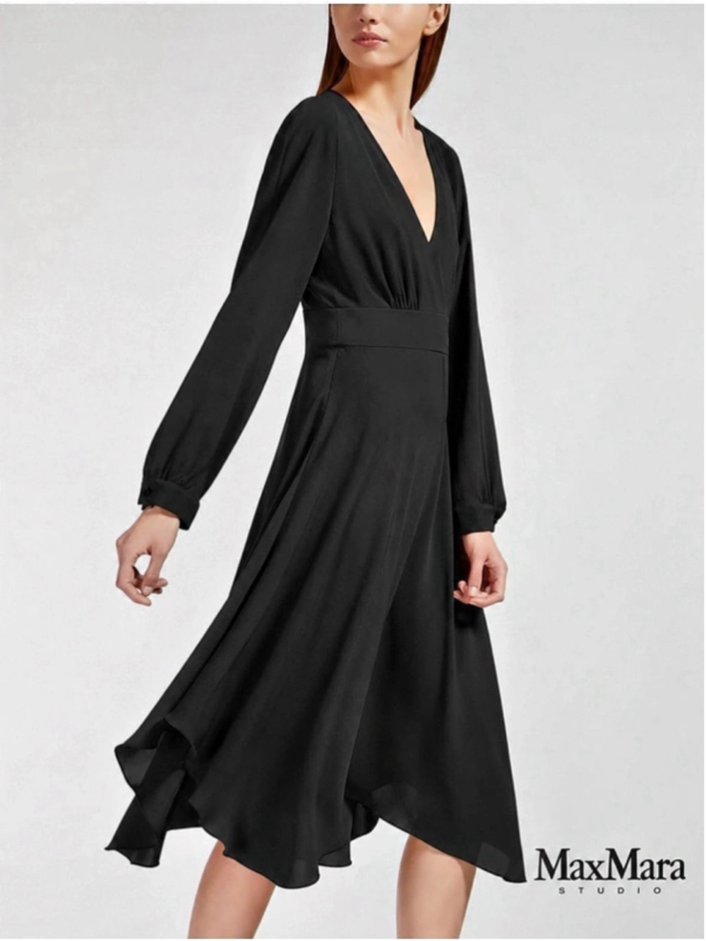 Max Mara Studio Black Midi Dress Size US 6